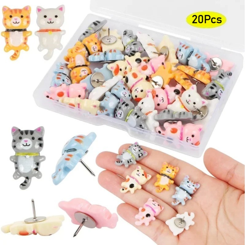 20Pcs Cute Resin Cat Push Pins - Bulletin Board Cork 评论和价格