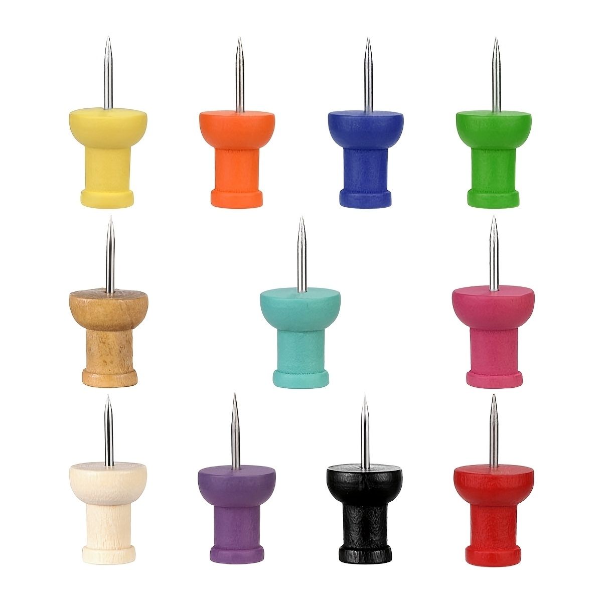 50Pcs Colorful Wood Push Pins  - Bulletin Board Cork 评论和价格
